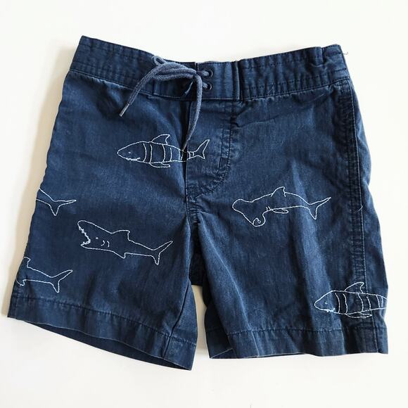 Gymboree Vintage Y2K Infant Shark Embroidered Blue Shorts Size 3-6 Months - Picture 1 of 5